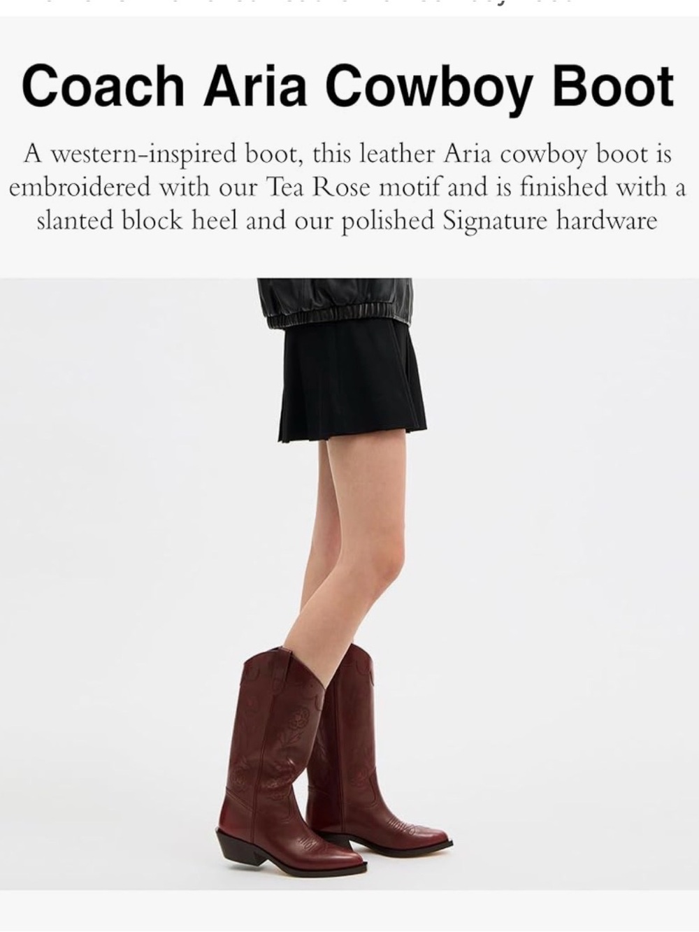 Coach Women's Aria Loved Leather Tall Cowboy Boot color Merlot size 9 - Picture 4 of 14